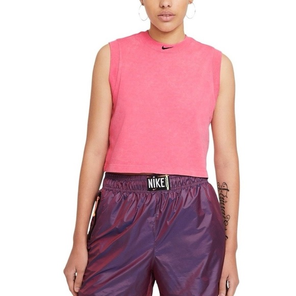 Nike Women’s Sportswear Washed Cropped Tank Top Pink Sleeveless SZ XL - Picture 1 of 7